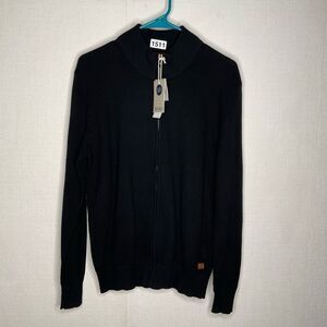 BAGIR premium Handknit Cardigan Men’s Small Zip Up Black Textured Sweater Israel